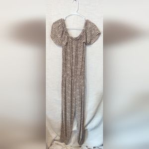 Beachgold anthropology luzen jumpsuit romper size large- off the shoulder